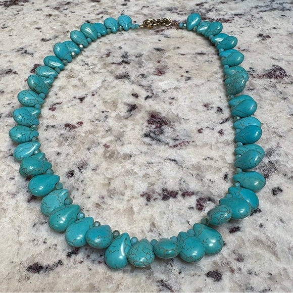Handmade Blue Teardrop Turquoise Necklace - Picture 6 of 6